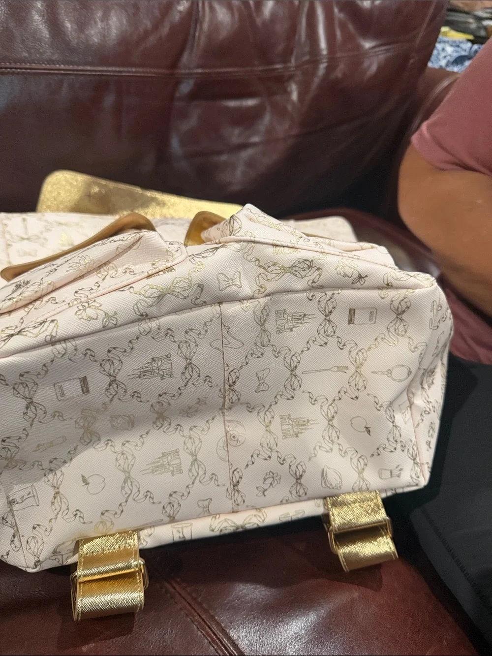 New Bath & Body Works Pale Pink Backpack Tote with Gold Accents